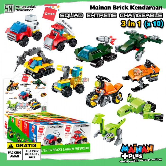 Mainan Lego Anak Laki-Laki Qman Brick Mobil Motor Pesawat Vehicles Set