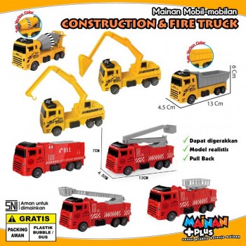 Mainan Mobil Mobilan Konstruksi Pemadam Fire Construction Truck Set