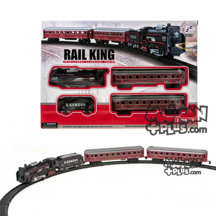Mainan Kereta Api Rail King Lampu Gerbong Merah Penumpang