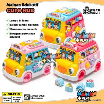 Mainan Edukasi Anak Bayi Mobil Cute Bus 8 in 1 Musical Shape Box