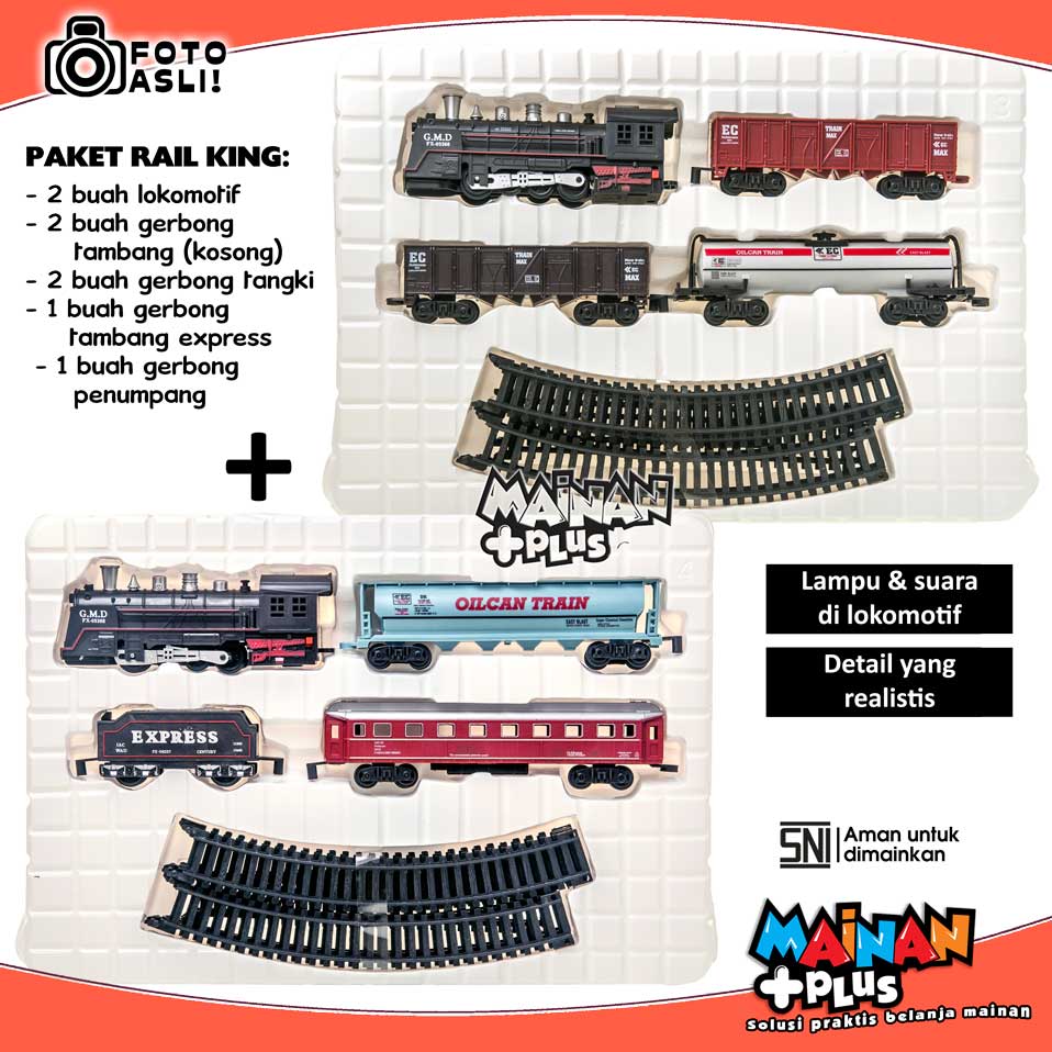 Paket Hemat 1 - Mainan Kereta Api Rail King Lampu dan Suara - SNI
