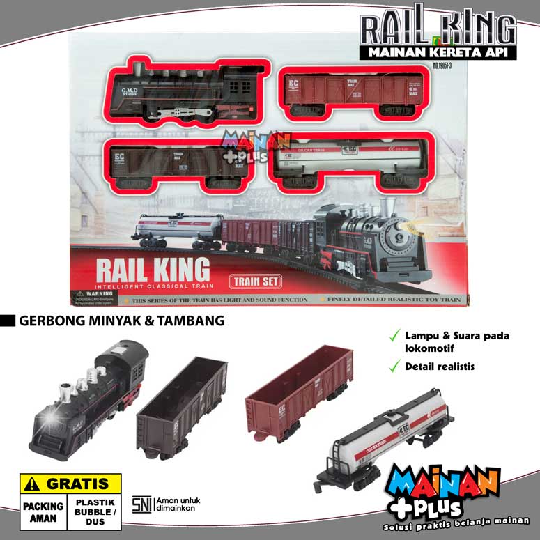 Mainan Anak Laki Kereta Api Rail King Gerbong Minyak Tambang Suara