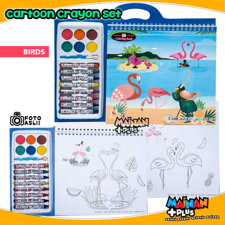 Buku Mewarnai Anak Peralatan Gambar Krayon Crayon Set Coloring Book